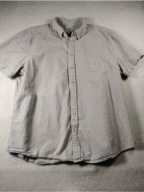 Sonoma Modern Fit Mens Linen Blend Shirt XL Casual Preppy Schoo Lt Gray Pocket